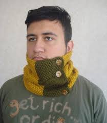 Knit Mustard Yellow Mens Cowl With Buttons, Cabled Wool Blend Infinity  Scarf, Gift Woman Man Warm Cozy Sunshine Beige Dark Green