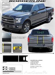 2015 2016 2017 2018 2019 Ford F 150 Decals Borderline Stripes Center Rally Stripe W Outline Vinyl Graphic Kit