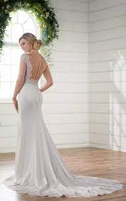 D2298 Off The Shoulder Wedding Gown With Lace Train By Essense Of Austral Essense Of Australia Wedding Dresses Essence Of Australia Wedding Dress Wedding Gowns