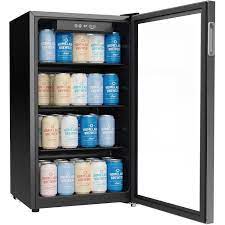The small freezer (8 inches wide x 2 inches tall) fits ice packs, most frozen dinners, and the included ice tray Homelabs Beverage Refrigerator And Cooler 120 Can Mini Fridge With Glass Door For Soda Beer Or Wine Small Drink Dispenser Machine For Office Or Bar With Adjustable Removable Shelves