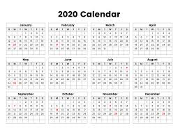 Free Printable 2020 Calendar One Page Template 12 Month Printable Calendar All Year Calendar Calendar Printables Calendar Template