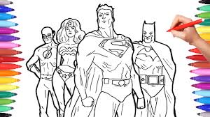 Superheros Coloring Pages Coloring Superheroes Batman Superman Flash Justice League Youtube
