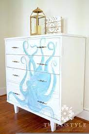 How To Paint Furniture Into Art With An Octopus Sketch Diy Remodel Furniture Diy Painted Furniture Furniture