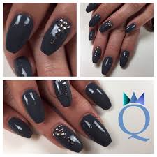 Coffinnails Ballerinashape Gelnails Nails Darkgrey Stones Ballerina Form Gelnagel Nagel Dunkelgrau St Nageldesign Dunkelgraue Nagel Nagellack Kunst