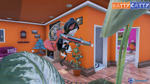 The kitchen is guarded by a cat, it is armed with a gun. Ratty Catty Indir Compulasopa