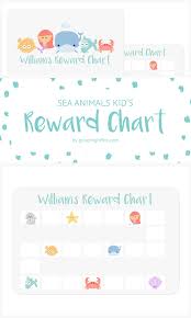 sea animals kids reward chart personalize this adorable