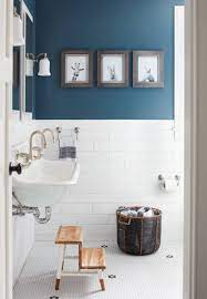 Glacier lake wall color and white dove trim, both from benjamin moore, This Old House Northshore Farmhouse Farmhouse Bathroom Boston By Kristina Crestin Design Houzz