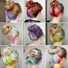 Bunte Clip In Haarverlangerung Party Highlight Stripes Rainbow Farbige Synthetik Farbe Clip Farbe Haarverlangerung Hoch New Site Hair Styles Peekaboo Hair Dyed Hair