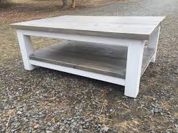 Large Farmhouse Coffee Table Stained Classic Grey With White Legs And Accents Beautiful Large Coffee Table Coffee Table Farmhouse Farmhouse Decor Coffee Table