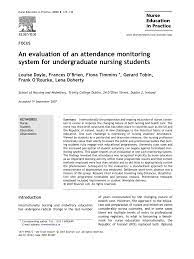 Pdf An Evaluation Of An Attendance Monitoring System For Undergraduate Nursing Students