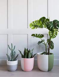 Stripe Concrete Plant Pots Rose Grey Plant Pot Design Concrete Plant Pots Plant Pot Diy