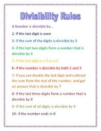 divisibility rules printable