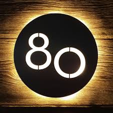 Led Circle House Number Plaque Light Up House Number Plaque Etsy Illuminated House Numbers Led House Numbers Circle House
