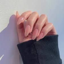 Pink Nude Almond Long Luxury Press on Nails - Etsy Denmark