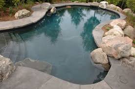 Vogel Concrete Pool With Granite Boulders Beach Entry And Jump Rocks Concrete Pool Pool Landscape Design