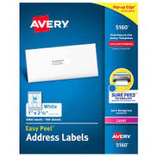 Check spelling or type a new query. Avery 5160 Easy Peel Address Labels 1 X 2 5 8 3 000 Labels Avery Com