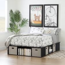 Full size contemporary platform bed with 3 storage drawers in white. Flexible Contemporary Full Size Storage Bed W 4 Baskets Overstock 13050599