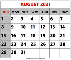 The 12 months calendars print out on 12 pages. August 2021 Printable Calendars