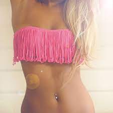 Pin By Pauli Chase On Bikinis Swimsuits Belly Button Piercing Bellybutton Piercings Fringe Bikini Top
