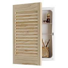 There's nothing worse than being miserably sick and out of the very having a properly stocked medicine cabinet means you'll always have what you need on hand. Louver Doors Rectangle Recess Mount 1 Door Medicine Cabinet W Basic White Finish Unfinished Pine Frame Steel Or Molded Plastic Construction By Jensen Formerly Broan Kitchensource Com