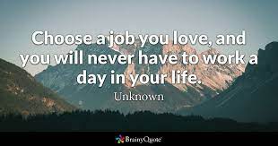 If you ever feel unsure of what you're supposed to do in a situation, here's a good rule of thumb: Unknown Choose A Job You Love And You Will Never Have