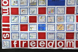 Bulletin boards that teach wall of thanks bulletin board. Freedom Is Veterans Day Writing Prompt And Wall Mural Supplyme