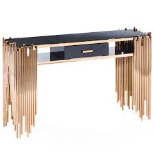 Mauris Collection By Allamoda Furniture Allamodafurniture Com Rose Gold Vanity Console Table With Tempered B Console Table Furniture Luxury Dining Tables