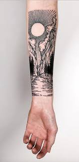 Lisa Orth S Linework Landscape And Nature Tattoos To Celebrate Your Untameable Spirit There S Nothing Like Having A Great Tattoo That Reflects Your Own Interes Doga Dovmeleri Kol Dovmeleri Gecici Dovme