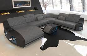 Details About Sofa Wohnlandschaft Swing Xxl Couch Ottomane Ledersofa Schlaffunktion Grau Led