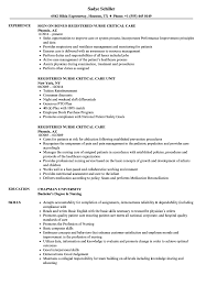 Registered Nurse Critical Care Resume Samples Velvet Jobs