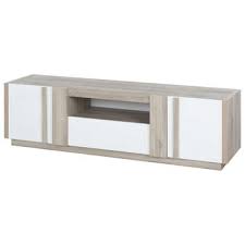 Meuble Tv Aston Coloris Chene Kronberg Blanc Vente De Meuble Tv Conforama