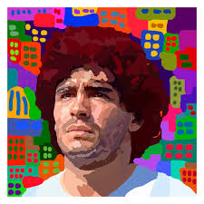 Maradona con la città alle spalle
