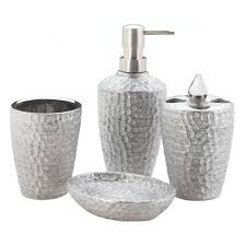 Limited time sale easy return. Beautiful Hammered Silver Bath Accessory Set Walmart Com Walmart Com