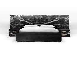Contemporary Dettifoss Bed Frame With Bedside Tables Marble Bed Luxury Bed Platform Brass Black Wood Marble Bedding Marble Bedside Tables Modern Platform Bed