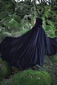 Black Cape Stretch Velvet Costume Cape Fairytale Fantasy Cloak Druid Witch Wicca Medieval Cloak Black Cape Stretch Velvet