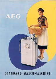 retro plakat von 1955 die aeg standard waschmaschine alte waschmaschine retro alte werbung