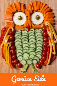 gesunder snack gemuse eule kindergeburtstag essen kita halloween party rezepte party happchen