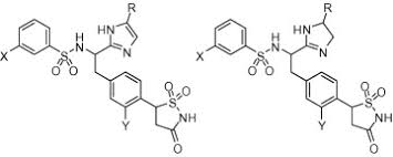 Isothiazolidinone inhibitors of PTP1B containing imidazoles and  imidazolines
