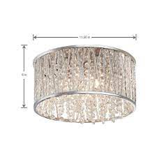 Home Decorators Collection Saynsberry 11 5 In 3 Light Polished Chrome And Crystal Drum Shape Flush Mount 4411 Ndm The Home Depot Polished Chrome Flush Chandelier Bedroom Ceiling Light