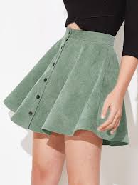 Button Up Flare Corduroy Skirt Shein Cord Skirt Corduroy Skirt Short Skirts