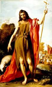 A cross can barely be seen in the shadow at the left side of the illustration, vintage. The Story Of Saint John The Baptist Feast Day June 24th