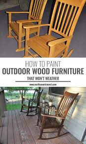 Off Our Rocker A Garage Sale Makeover Painting Outdoor Wood Furniture Outdoor Wood Furniture Painted Outdoor Furniture
