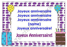 Happy Birthday Song In French Chart Poster From Miss