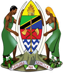 National flag consisting of triangles of green and blue separated by a black diagonal stripe with yellow fimbriations (narrow borders). Gerb Tanzanii Vikipediya