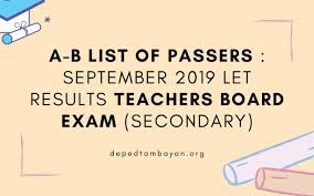More images for cara membuat es gahol » A B List Of Passers September 2019 Let Results Teachers Board Exam Secondary