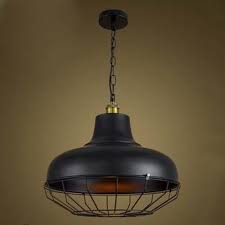 Black 1 Light Large Industrial Led Pendant Lighting With Wire Cage Design Takeluckhome Com