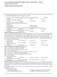 Soal uts/pts matematika kurikulum 2013 kelas 7 semester 1. Soal Uts B Inggris Kelas 7 Semester 1 Librarian Libraries