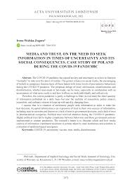 PDF) Media and Trust. On the Need to Seek Information in Times of  Uncertainty and its Social Consequences. Case Study of Poland during the  Covid-19 Pandemic