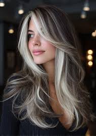 Dark root melt with platinum face-framing. 🤍 #hairstyle #fblifestyle