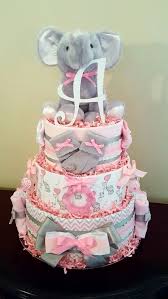 12 Super Cute Diaper Cake Ideas For Baby Showers Happiness Is Handmade Baby Girl Diaper Cake Baby Girl Elephant Elephant Diaper Cakes